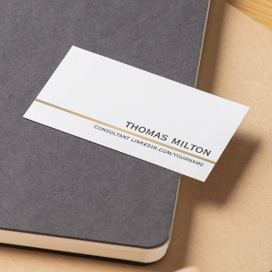 Minimalist Clean White Faux Gold Line Consultant Business Card