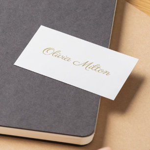 Minimalist Clean White Golden Networking Business Card