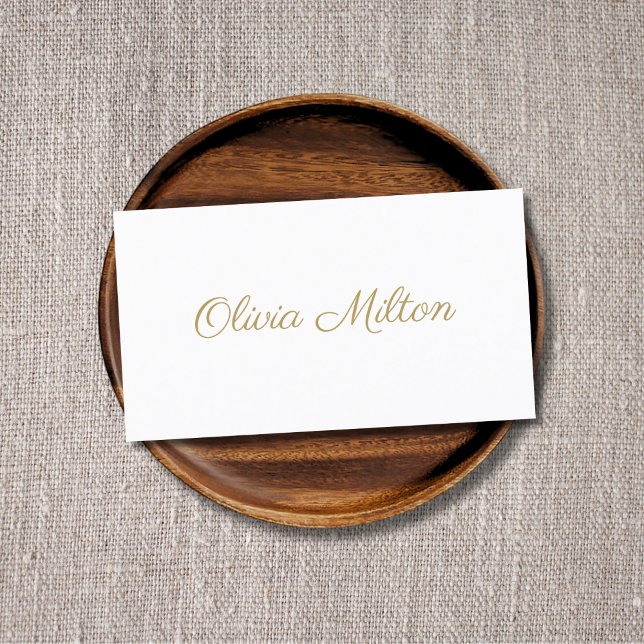Minimalist Clean White Golden Networking Business Card (Creator Uploaded)