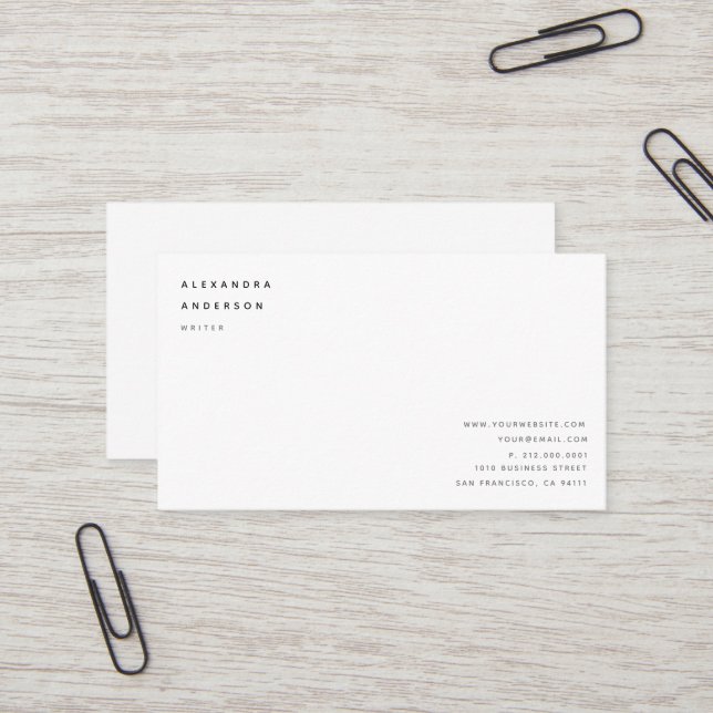 Minimalist Clean White Professional Business Card (Front/Back In Situ)