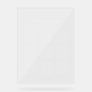 Minimalist Clear Seating Chart White Text