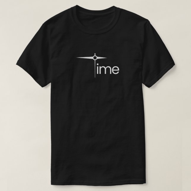 Minimalist Clock Hands Time Typography T-Shirt (Design Front)