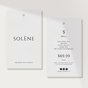 Minimalist Clothing Price Size Hang Tag