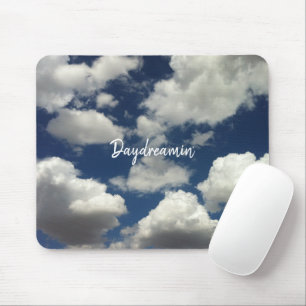 Minimalist Cloudy Blue Sky Daydreamin Typography Mouse Pad