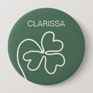 Minimalist Clover Leaf Line Drawing Green Custom 10 Cm Round Badge