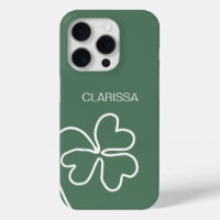 Minimalist Clover Leaf Line Drawing Green Custom