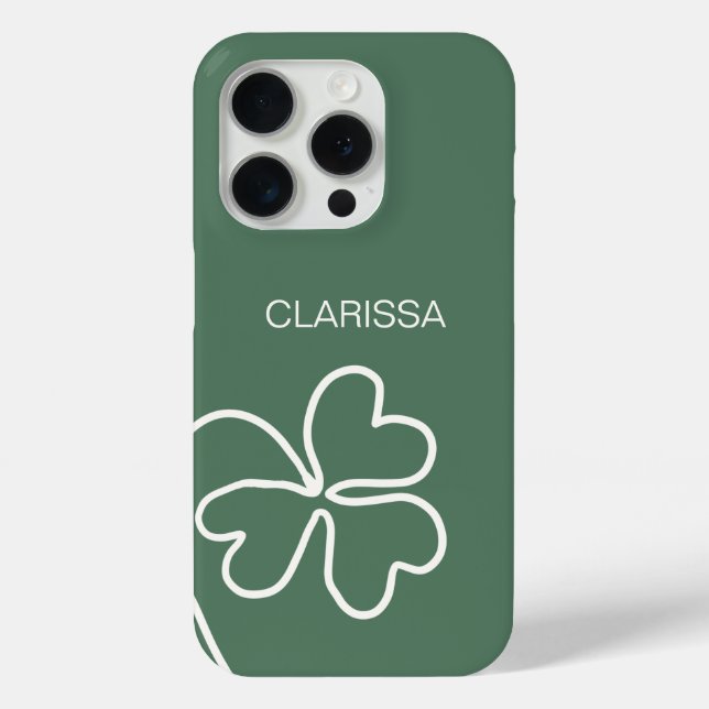 Minimalist Clover Leaf Line Drawing Green Custom  Case-Mate iPhone Case (Back)