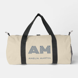 Minimalist Coastal Blue Custom Monogram Small Duffle Bag