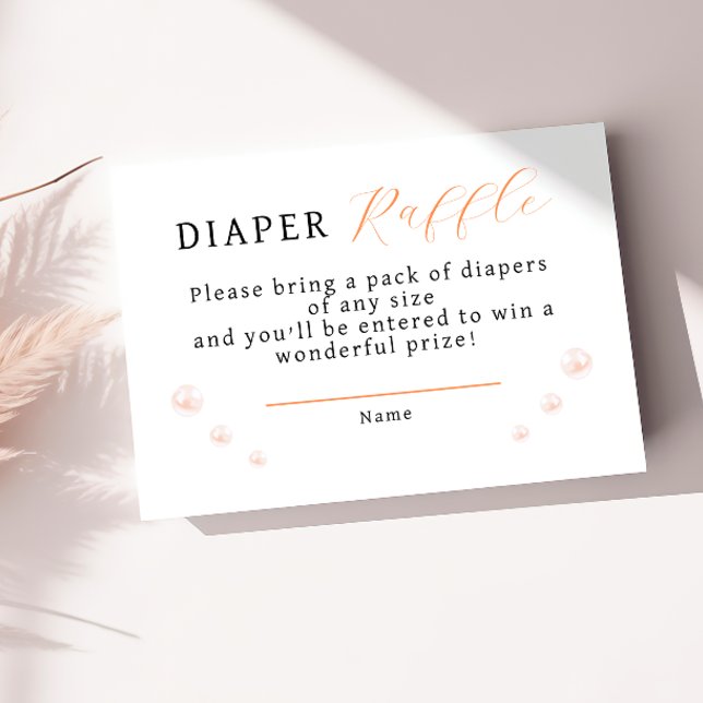 Minimalist Coastal Pearl Baby Shower Diaper Raffle Enclosure Card (Creator Uploaded)