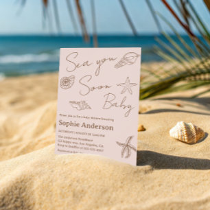 Minimalist Coastal Sea You Soon Baby Shower Invitation