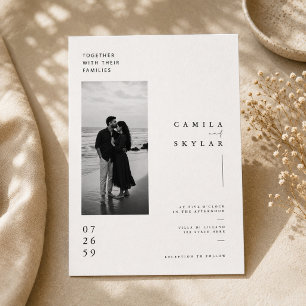 Minimalist Coastal Wedding Invitation Template.