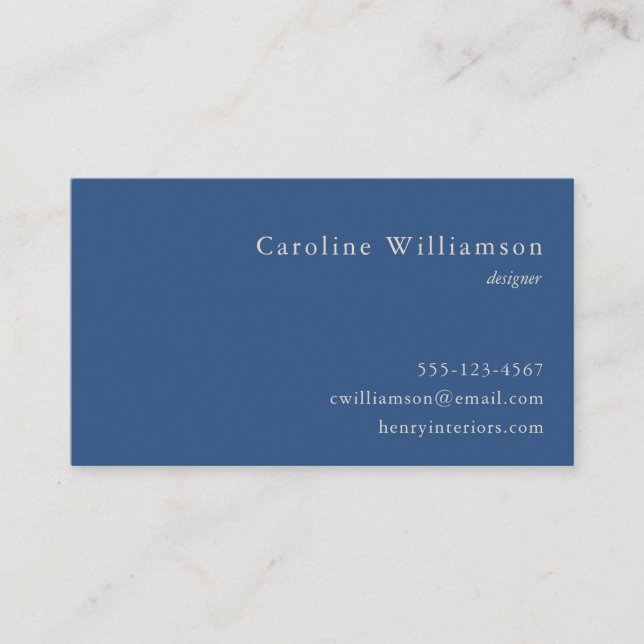 Minimalist Cobalt Blue Elegant Professional  Business Card (Front)