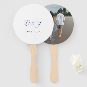 Minimalist Cobalt Blue Modern Wedding Hand Fan
