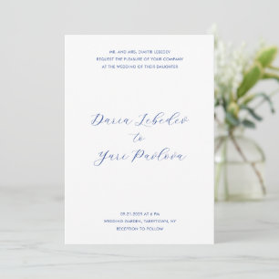 Minimalist Cobalt Blue Modern Wedding Invitation