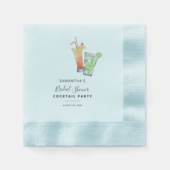 Minimalist Cocktail Party Bridal Shower Paper Napkin (Front)