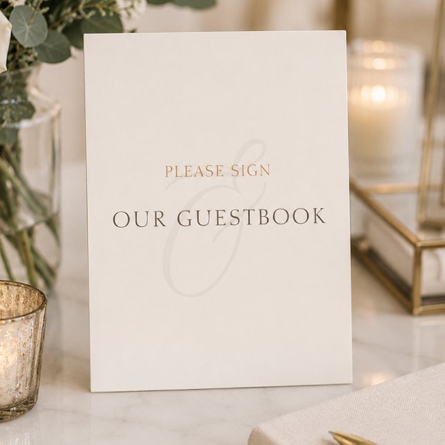 Minimalist Cocoa Brown Guestbook Wedding Tabletop  Plaque (Minimalist Cocoa Brown Guestbook Wedding Tabletop Plaque)