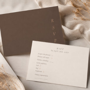 Minimalist Cocoa Brown RSVP Wedding Response Card