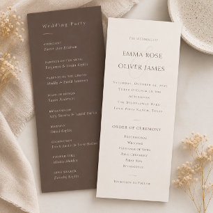 Minimalist Cocoa Brown Service Order Wedding Prog Program