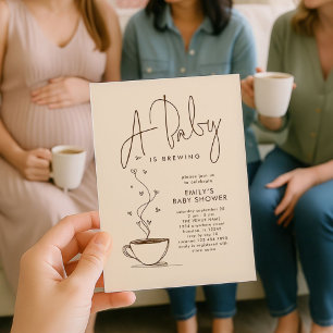 Minimalist Coffee Bean Baby is Brewing Shower  Invitation