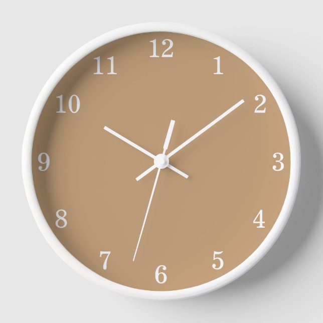 Minimalist Coffee Beige Wall Clock (Front)