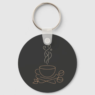 Minimalist Coffee Line Art - coffee lover Key Ring
