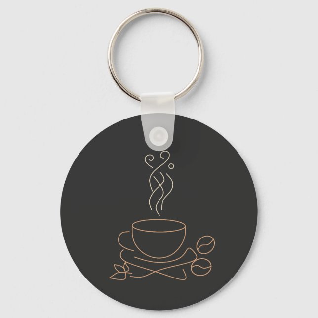 Minimalist Coffee Line Art - coffee lover  Key Ring (Front)