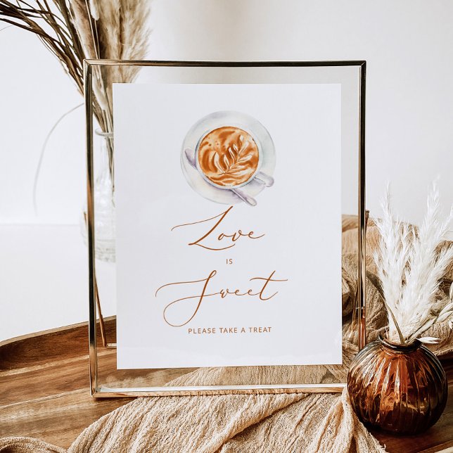 Minimalist coffee Love is sweet take a treat Poster (Creator Uploaded)