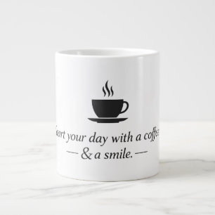 Minimalist Coffee Quote Design – Modern Typography Large Coffee Mug