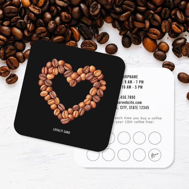 Minimalist Coffee Shop Coffee Beans Loyalty Card (Creator Uploaded)
