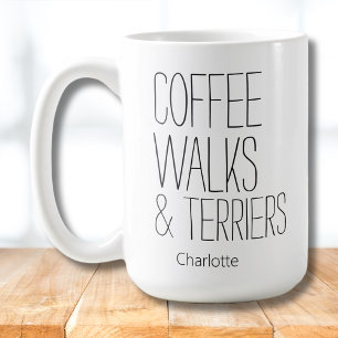 Minimalist Coffee Walks & Terriers Add Name  Mug
