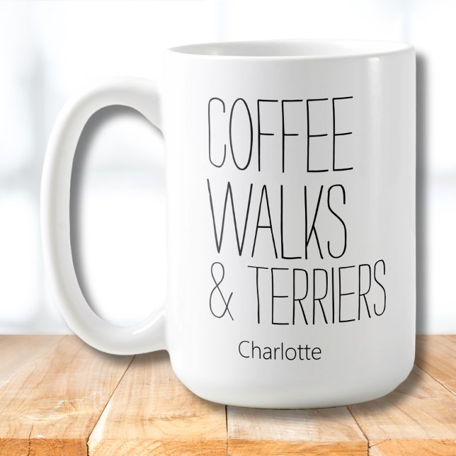 Minimalist Coffee Walks & Terriers Add Name  Mug (Creator Uploaded)