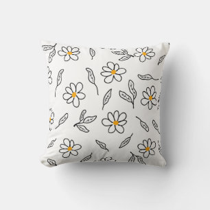 Minimalist Cojin of Margaritas - White and Cushion