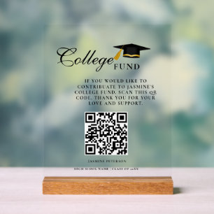 Minimalist College Fund QR Code Sign Graduation