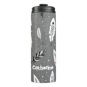 MINIMALIST COLOR GRAY RETRO DESIGN BOHO PATTERN THERMAL TUMBLER