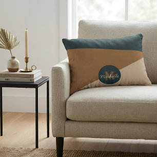 Minimalist Colorblock Earth Tone Custom Name Decorative Cushion