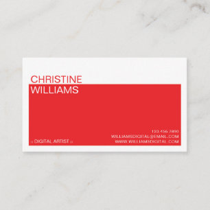 Minimalist Coloured Block Red Business Card