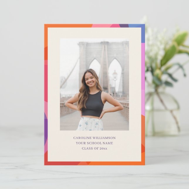 Minimalist Colourful Border Modern Graduation Phot Announcement (Standing Front)