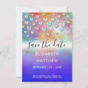 Minimalist Colourful Heart Speckles Design Invitation