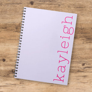 Minimalist Colourful Kids Name Lilac Hot Pink Notebook