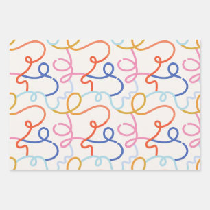 Minimalist colourful lines strokes wrapping paper sheet
