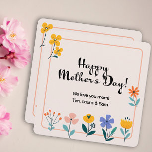 Minimalist Colourful Little Flowers Personalised Card