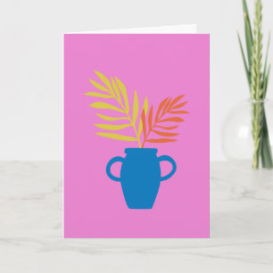 Minimalist Colourful Plant Illustration in Pink Note Card