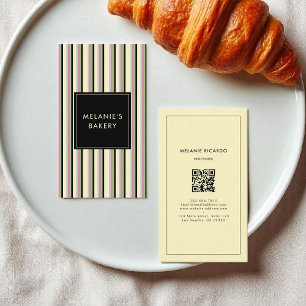 Minimalist Colourful Stripes Retro QR Code Bakery  Business Card