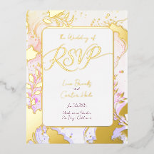 Minimalist Colourful Watercolor Foil Invitation