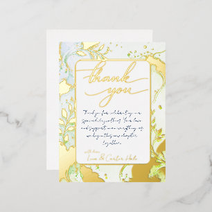Minimalist Colourful Watercolor Foil Thank You Car Invitation Postcard