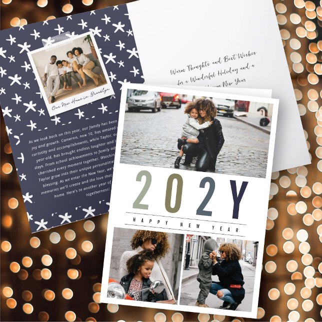 Minimalist Colourful Year 3 Photo Modern Simple Holiday Card (Creator Uploaded)