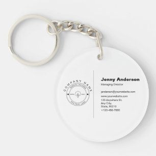 Minimalist Company employee Name and Logo Employ  Key Ring