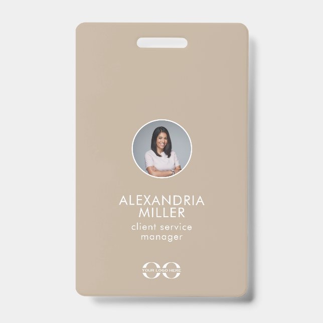 Minimalist Company Employee Photo QR Code ID Badge (Front)