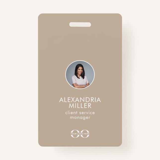Minimalist Company Employee Photo QR Code ID Badge (Front)