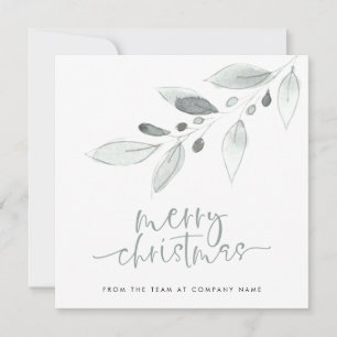 Minimalist Company Logo Foliage Merry Christmas Holiday Card